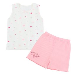 Піжама для дівчинки інтерлок жакард 382-893 Молочний Сердечки різнокольорові 