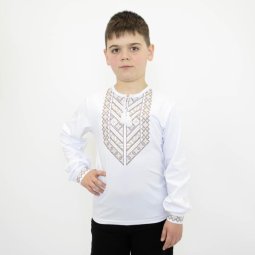 Вишиванка детская стрейч-кулир 4331-451 Коричневый Орнамент