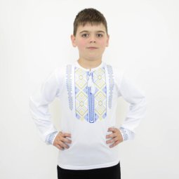 Вишиванка дитяча стрейч-кулір 4331-451 Жовто-блакитний Орнамент 