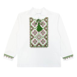 Джемпер для хлопчика з принтом вишивки стрейч кулір 4301-451 Зелено-коричневий 