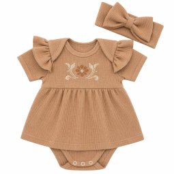 Боди с повязкой для девочки интерлок вафелька 6310-812 Бежевый