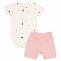 Комплект для дівчинки інтерлок жакард 6305-893 Молочний Сердечки різнокольорові 