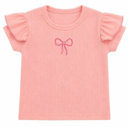 Футболка для девочки интерлок 2307-792 Персиковый Бантик