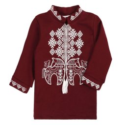 Вишиванка для хлопчика двонитка Л-13694-362 Бордовий Коники 