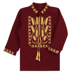 Вишиванка для хлопчика двонитка Л-13182-362 Бордовий Колоски 