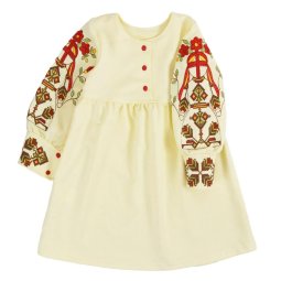 Сукня з вишивкою для дівчинки двонитка Л-13833-362 Кремовий Мотанка 