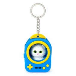 Игрушка брелок 3D 2025-074 Котик в голубом рюкзаке