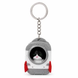 Игрушка брелок 3D 2025-074 Котик в сером рюкзаке