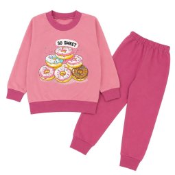 Пижама для девочки кулир 349-022 Терракотовый Пончики