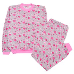 Пижама для девочки Модель 329-033 Серая Сердечки