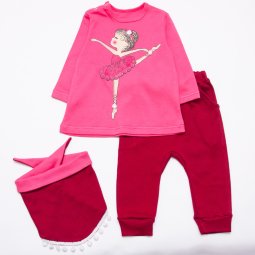 Комплект для девочки "Крутышка" Модель 7205-082 Розовый/штаны бордовые
