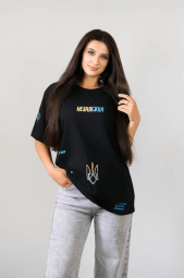 Футболка oversize жіноча Модель Г-1284Н-022 Чорний Незалежна 