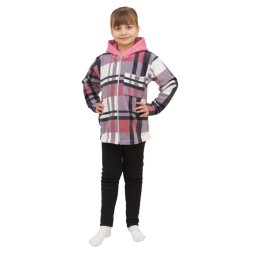 Рубашка на молнии для девочки флис 4302-524 Пыльная роза