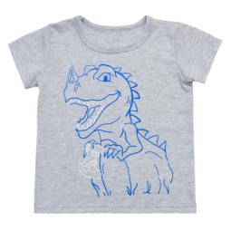 Футболка для хлопчика Модель 2255-452 Світло-сірий+синій Динозавр 