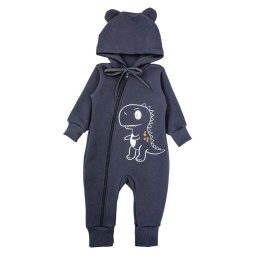 Комбинезон для мальчика трехнитка начес 7184-352 Темно-серый Дино