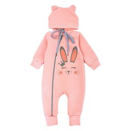 Комбинезон для девочки трехнитка начес 7184-352 Розовый Зайка