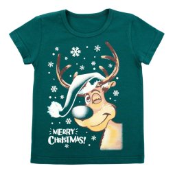 Футболка дитяча стрейч-кулір 2255-452 Смарагдовий Олень