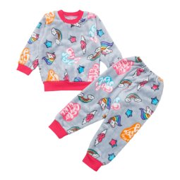 Пижама для девочки махра 329-573 Серый Единорог