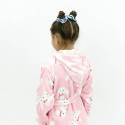 Халат для девочки махра 569-573 Розовый Зайчики