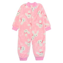 Комбинезон для девочки махра 7229-573 Розовый Зайчики