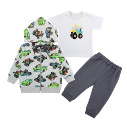 Костюм тройка детский двухнитка 7253-363 Серый Машинки