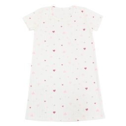 Нічна сорочка для дівчинки інтерлок жакард 366-893 Молочний Сердечки різнокольорові 
