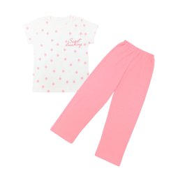 Пижама для девочки интерлок рапорт 377-793 Молочный Цветочки