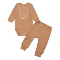 Комплект дитячий інтерлок вафелька 6300-812 Бежевий Орнамент 