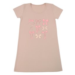 Нічна сорочка для дівчинки інтерлок 365-792 Бежевий Бантики 