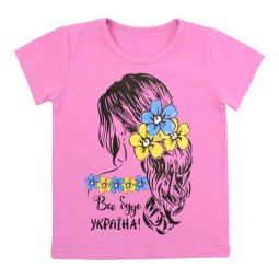Футболка для дівчинки стрейч-кулір 2255-452 Бузковий Все буде Україна 