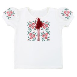 Вишиванка для дівчинки стрейч-кулір 2212-452 Молочний Квіти 