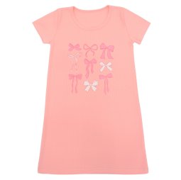 Нічна сорочка для дівчинки інтерлок 365-792 Персиковий Бантики 