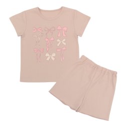 Піжама для дівчинки інтерлок 374-792 Бежевий Бантики 