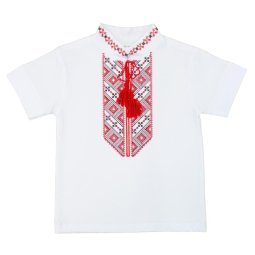 Вышиванка для мальчика стрейч-кулир 2322-451 Красный Орнамент