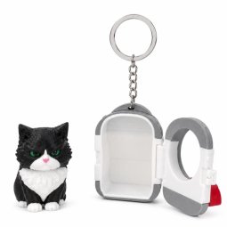 Игрушка брелок 3D 2025-074 Котик в сером рюкзаке